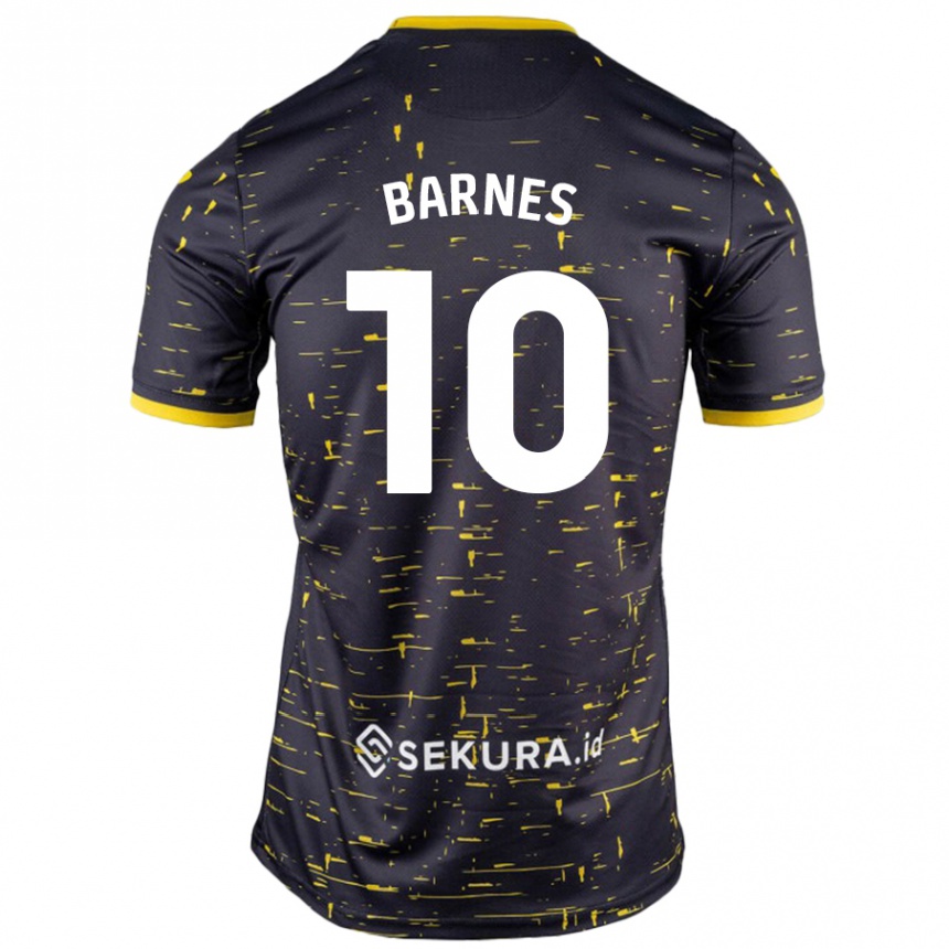 Kids Football Ashley Barnes #10 Black Yellow Away Jersey 2024/25 T-Shirt