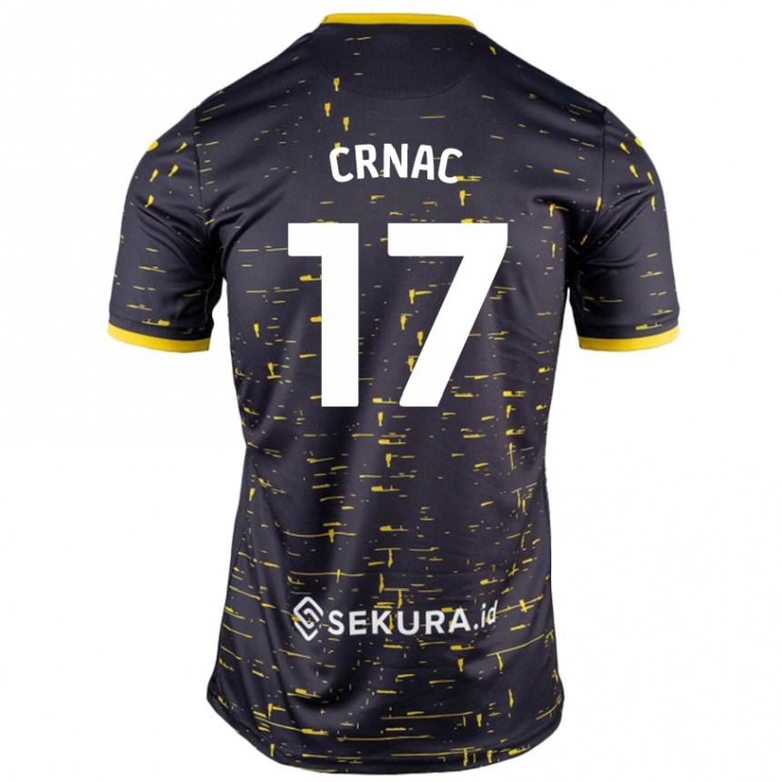 Kids Football Ante Crnac #17 Black Yellow Away Jersey 2024/25 T-Shirt