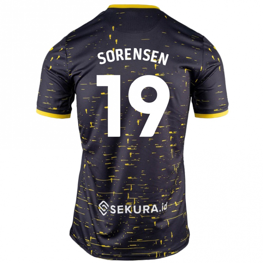 Kids Football Jacob Lungi Sørensen #19 Black Yellow Away Jersey 2024/25 T-Shirt