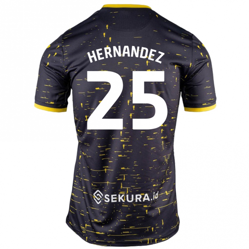 Kids Football Onel Hernández #25 Black Yellow Away Jersey 2024/25 T-Shirt