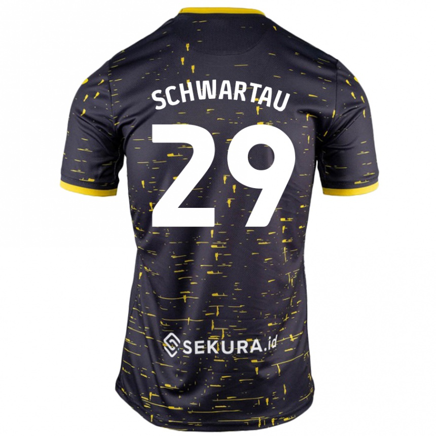 Kids Football Oscar Schwartau #29 Black Yellow Away Jersey 2024/25 T-Shirt