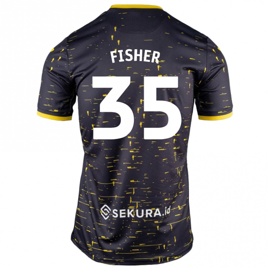 Kids Football Kellen Fisher #35 Black Yellow Away Jersey 2024/25 T-Shirt