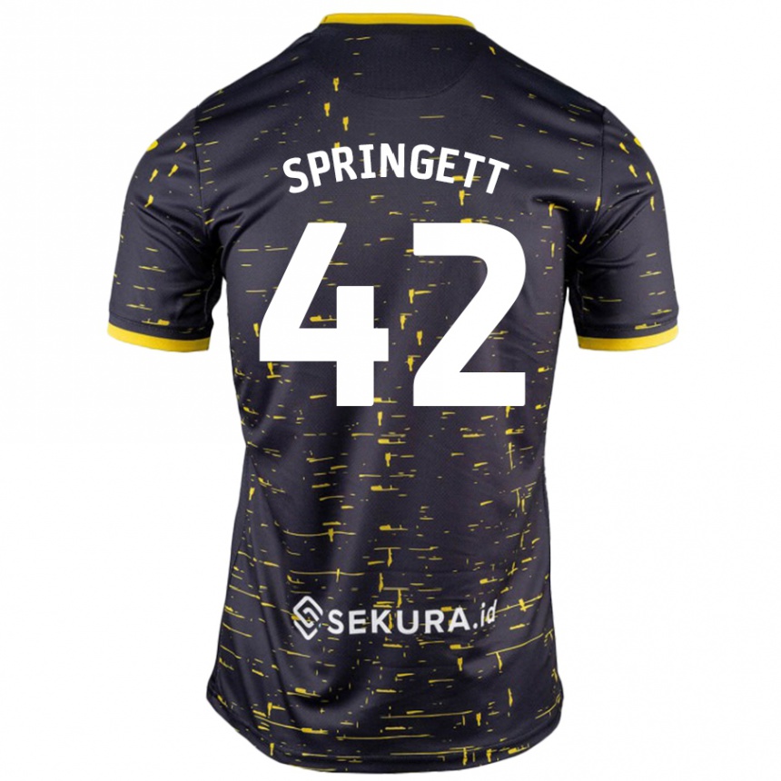 Kids Football Tony Springett #42 Black Yellow Away Jersey 2024/25 T-Shirt