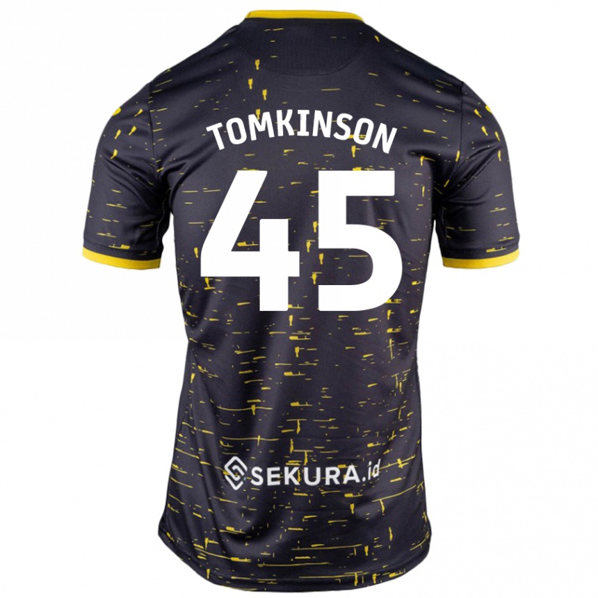 Kids Football Jonathan Tomkinson #45 Black Yellow Away Jersey 2024/25 T-Shirt