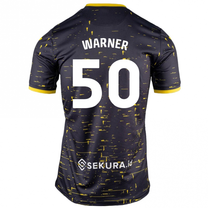 Kids Football Jaden Warner #50 Black Yellow Away Jersey 2024/25 T-Shirt