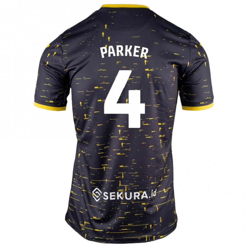 Kids Football Alice Parker #4 Black Yellow Away Jersey 2024/25 T-Shirt