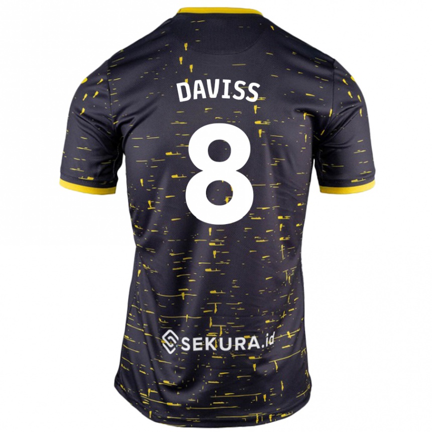 Kids Football Millie Daviss #8 Black Yellow Away Jersey 2024/25 T-Shirt