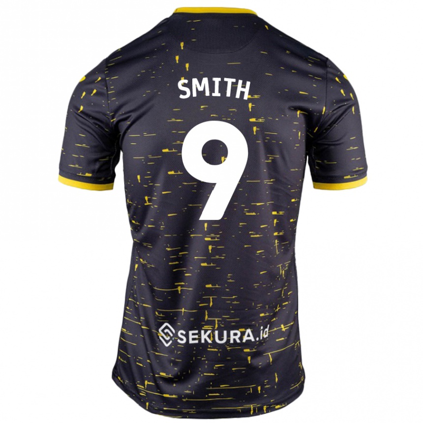 Kids Football Ellie Smith #9 Black Yellow Away Jersey 2024/25 T-Shirt