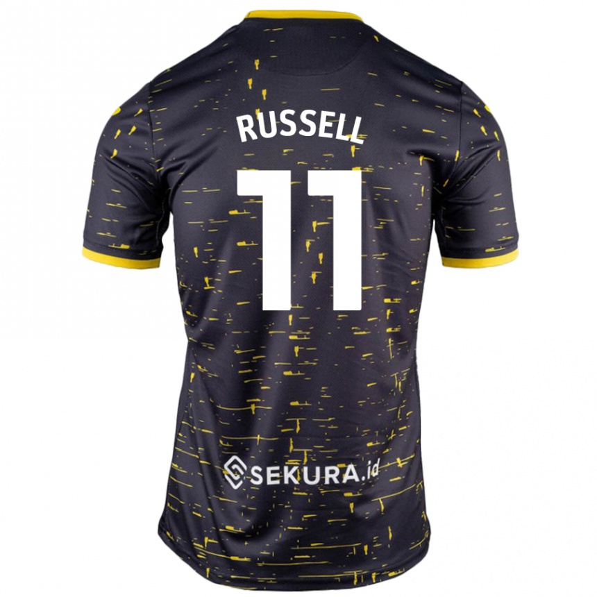 Kids Football Rebecca Russell #11 Black Yellow Away Jersey 2024/25 T-Shirt