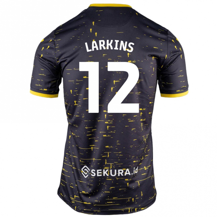 Kids Football Anna Larkins #12 Black Yellow Away Jersey 2024/25 T-Shirt