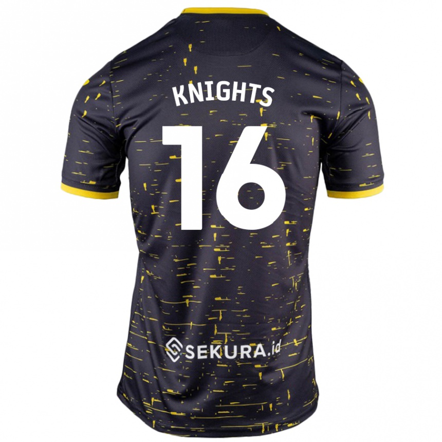 Kids Football Katie Knights #16 Black Yellow Away Jersey 2024/25 T-Shirt