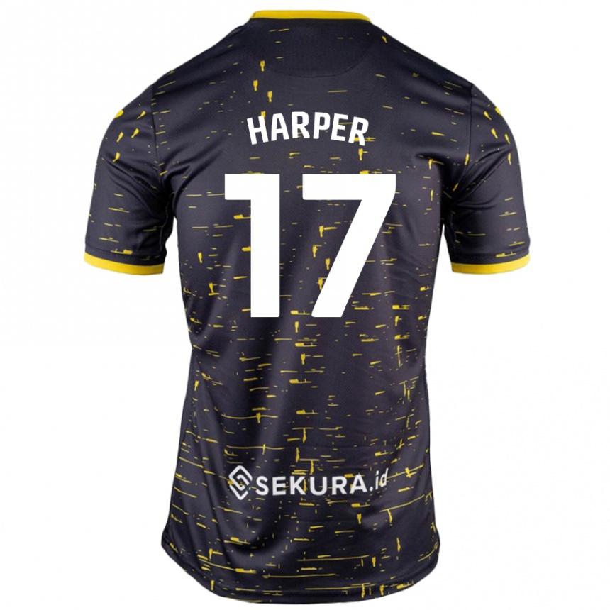 Kids Football Jess Harper #17 Black Yellow Away Jersey 2024/25 T-Shirt