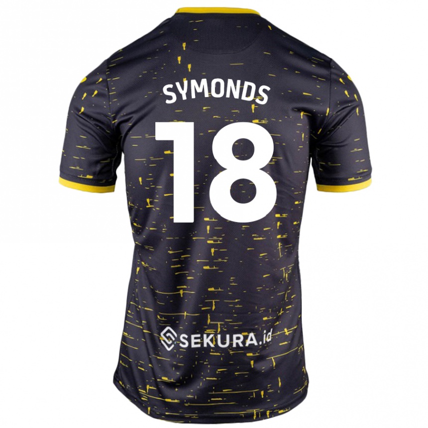 Kids Football Freya Symonds #18 Black Yellow Away Jersey 2024/25 T-Shirt