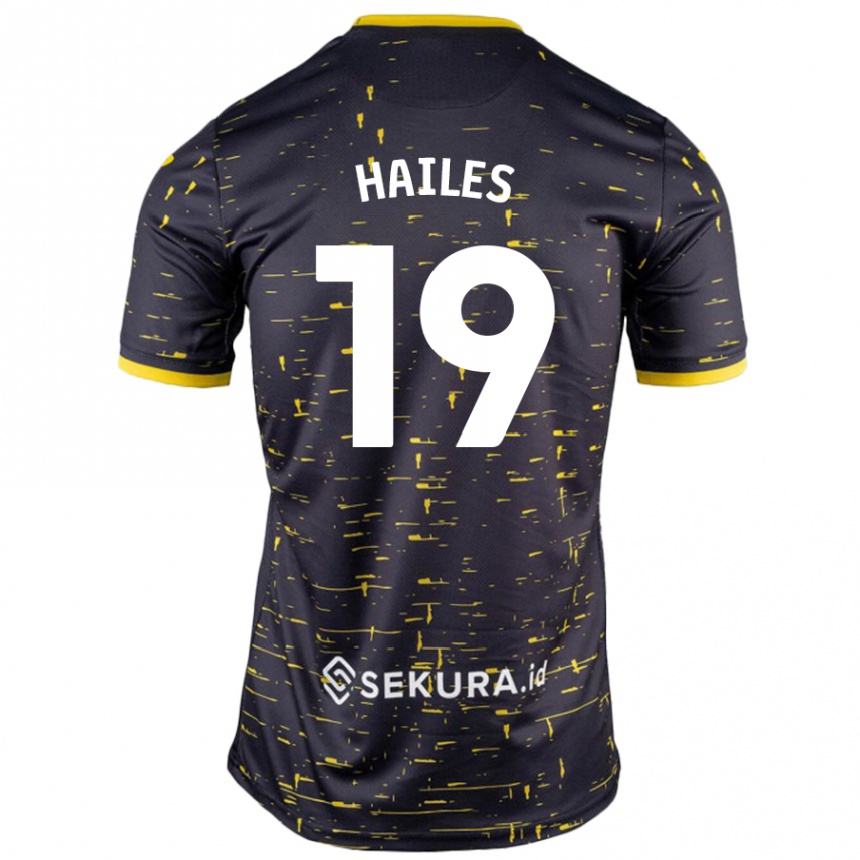 Kids Football Lauren Hailes #19 Black Yellow Away Jersey 2024/25 T-Shirt