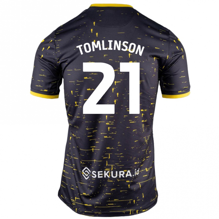 Kids Football Lauren Tomlinson #21 Black Yellow Away Jersey 2024/25 T-Shirt