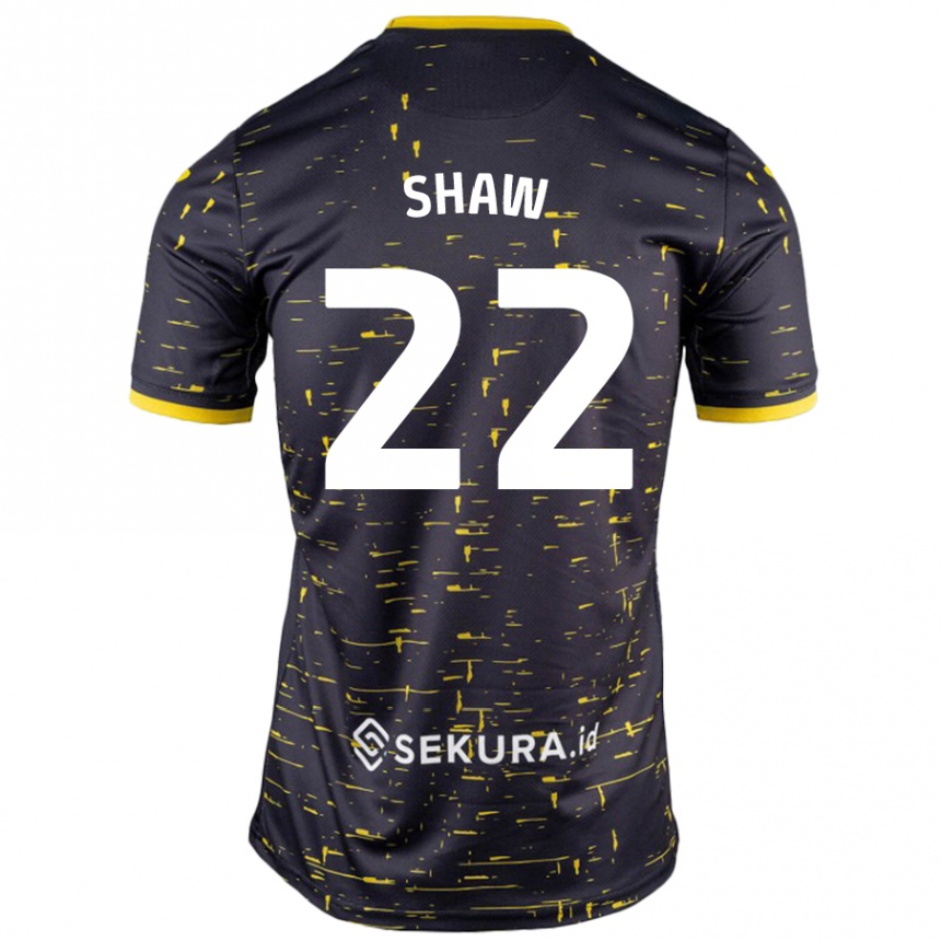 Kids Football Shannon Shaw #22 Black Yellow Away Jersey 2024/25 T-Shirt