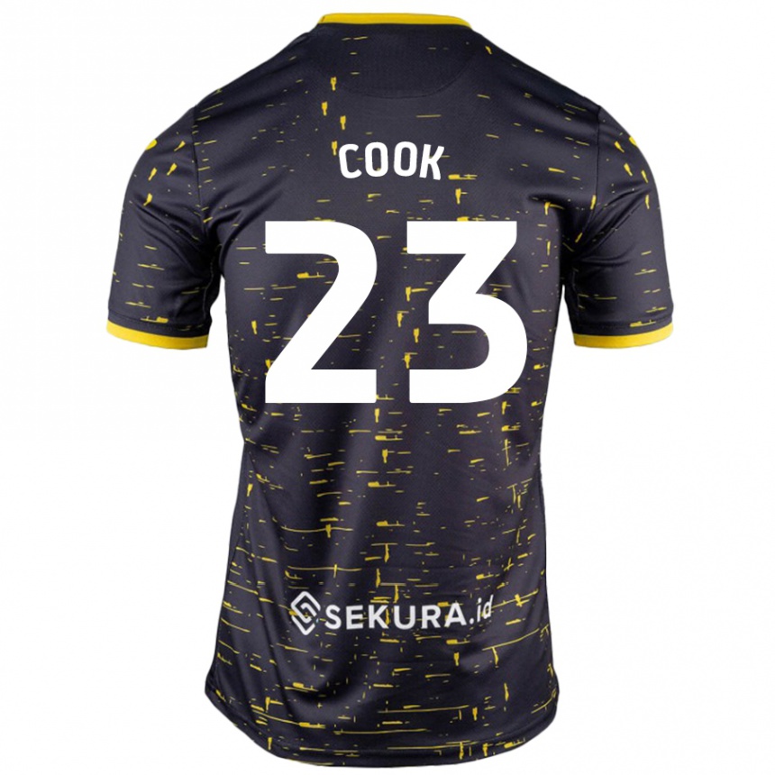 Kids Football Olivia Cook #23 Black Yellow Away Jersey 2024/25 T-Shirt