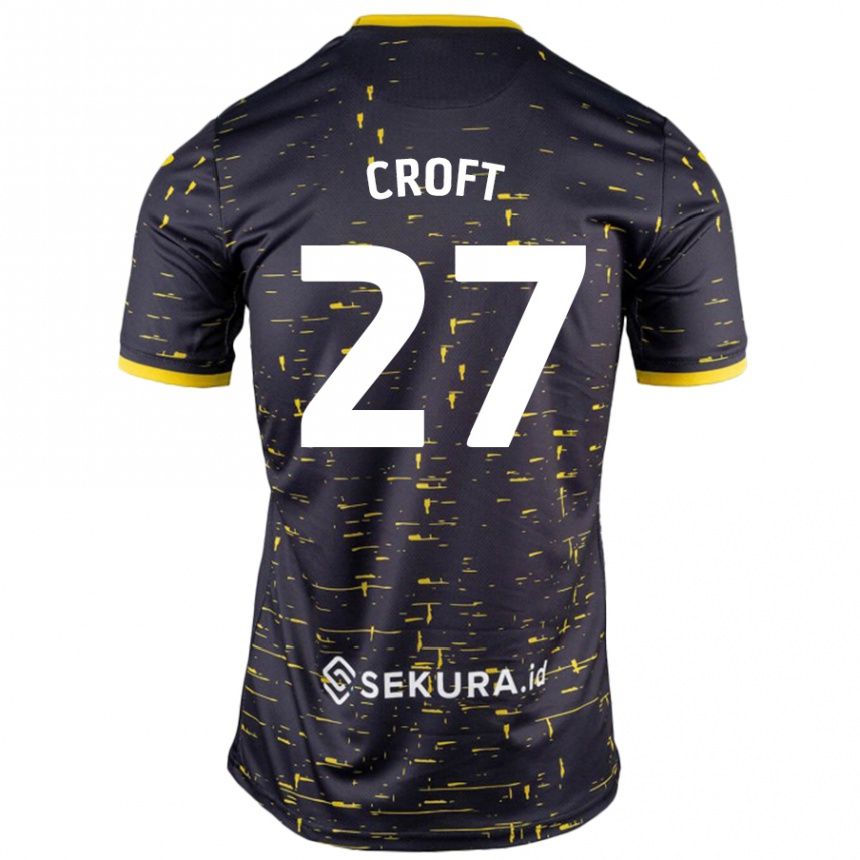 Kids Football Mary Croft #27 Black Yellow Away Jersey 2024/25 T-Shirt