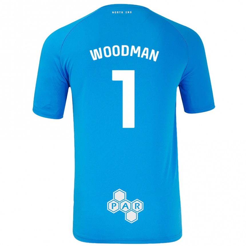 Kids Football Freddie Woodman #1 Sky Blue Away Jersey 2024/25 T-Shirt