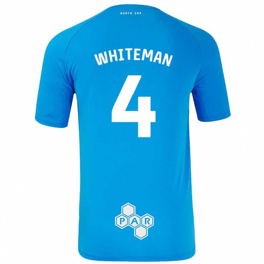 Kids Football Ben Whiteman #4 Sky Blue Away Jersey 2024/25 T-Shirt