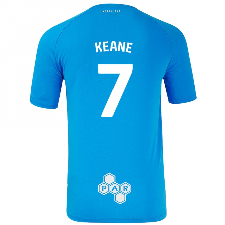 Kids Football Will Keane #7 Sky Blue Away Jersey 2024/25 T-Shirt