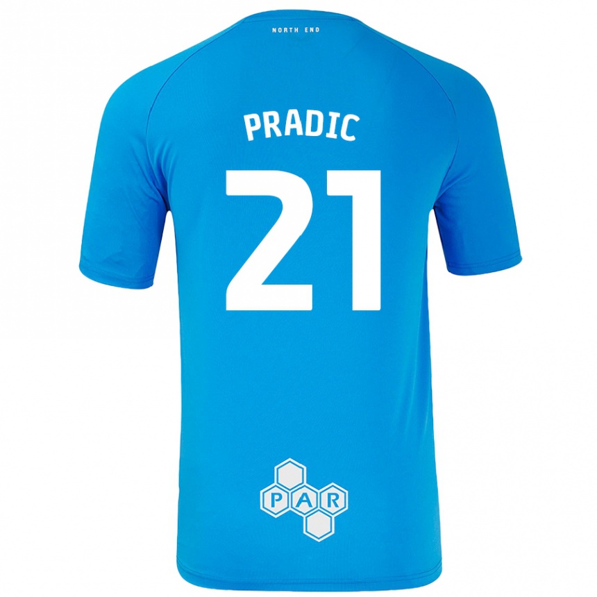 Kids Football James Pradic #21 Sky Blue Away Jersey 2024/25 T-Shirt