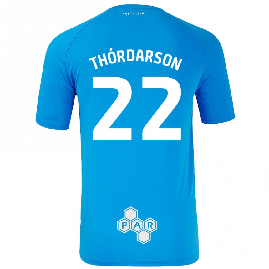 Kids Football Stefán Teitur Thórdarson #22 Sky Blue Away Jersey 2024/25 T-Shirt