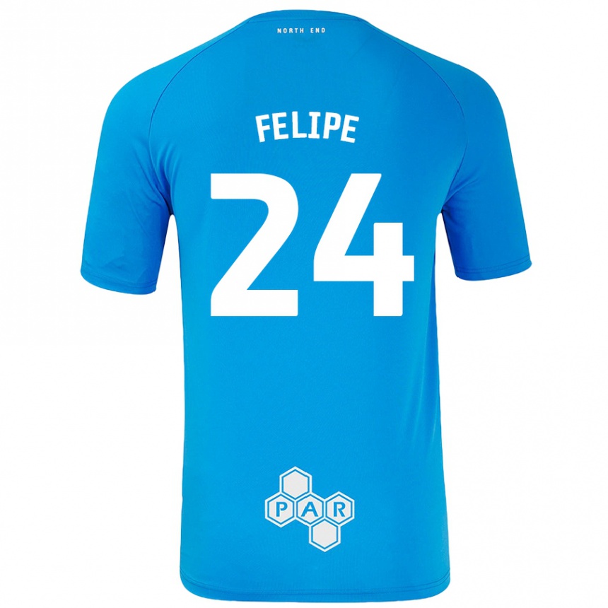 Kids Football Felipe #24 Sky Blue Away Jersey 2024/25 T-Shirt