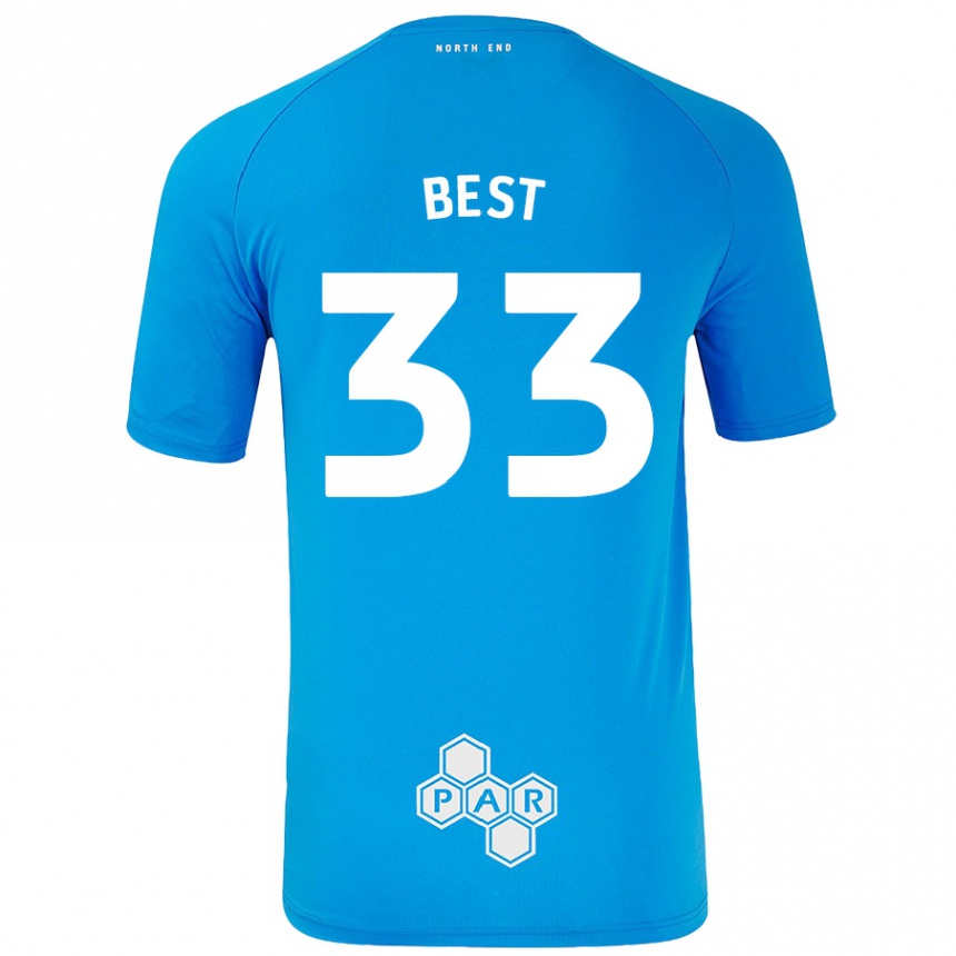 Kids Football Kian Best #33 Sky Blue Away Jersey 2024/25 T-Shirt