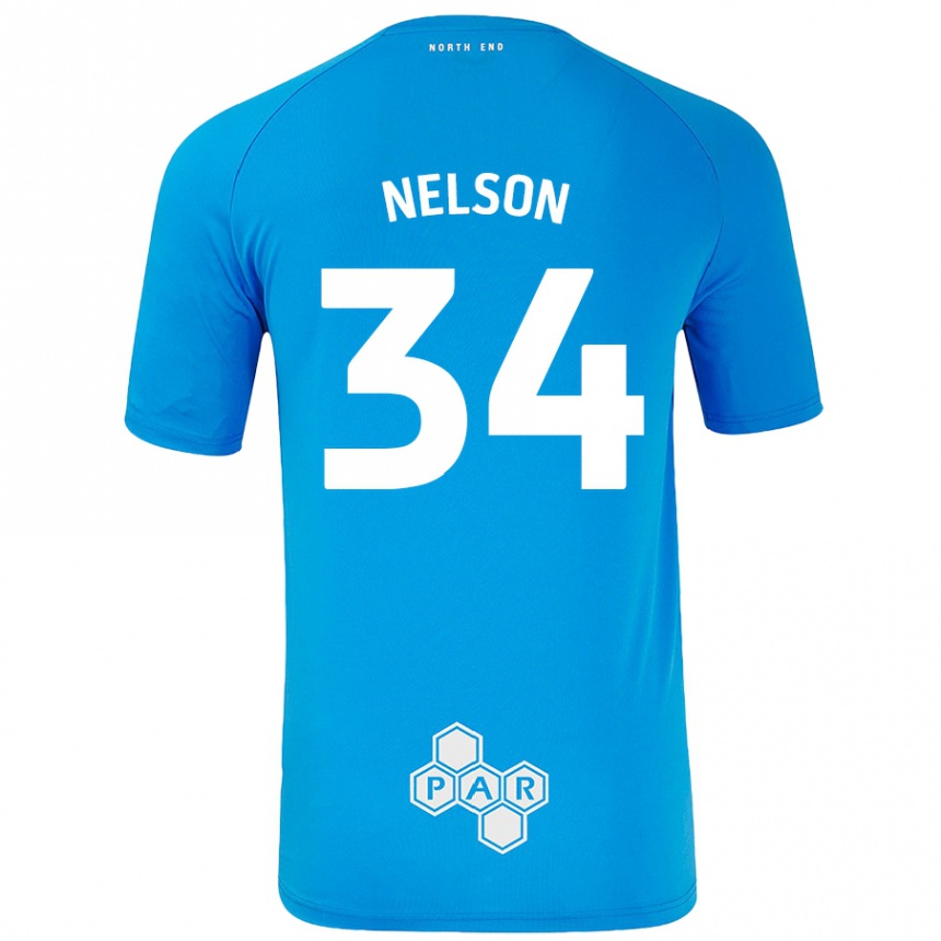 Kids Football Kitt Nelson #34 Sky Blue Away Jersey 2024/25 T-Shirt