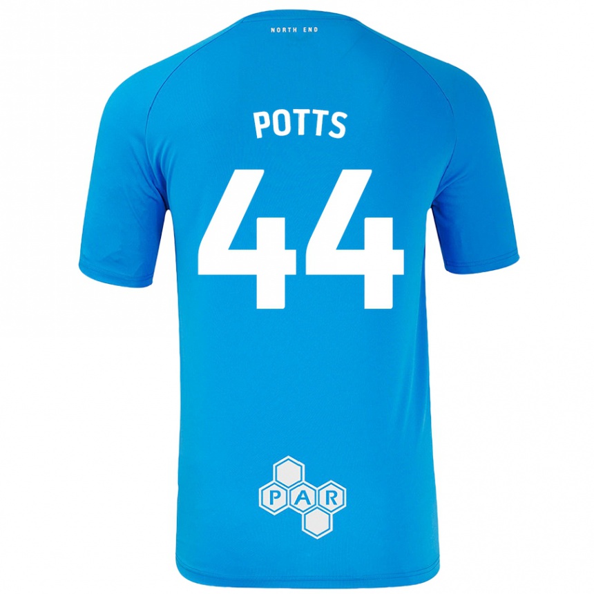 Kids Football Brad Potts #44 Sky Blue Away Jersey 2024/25 T-Shirt