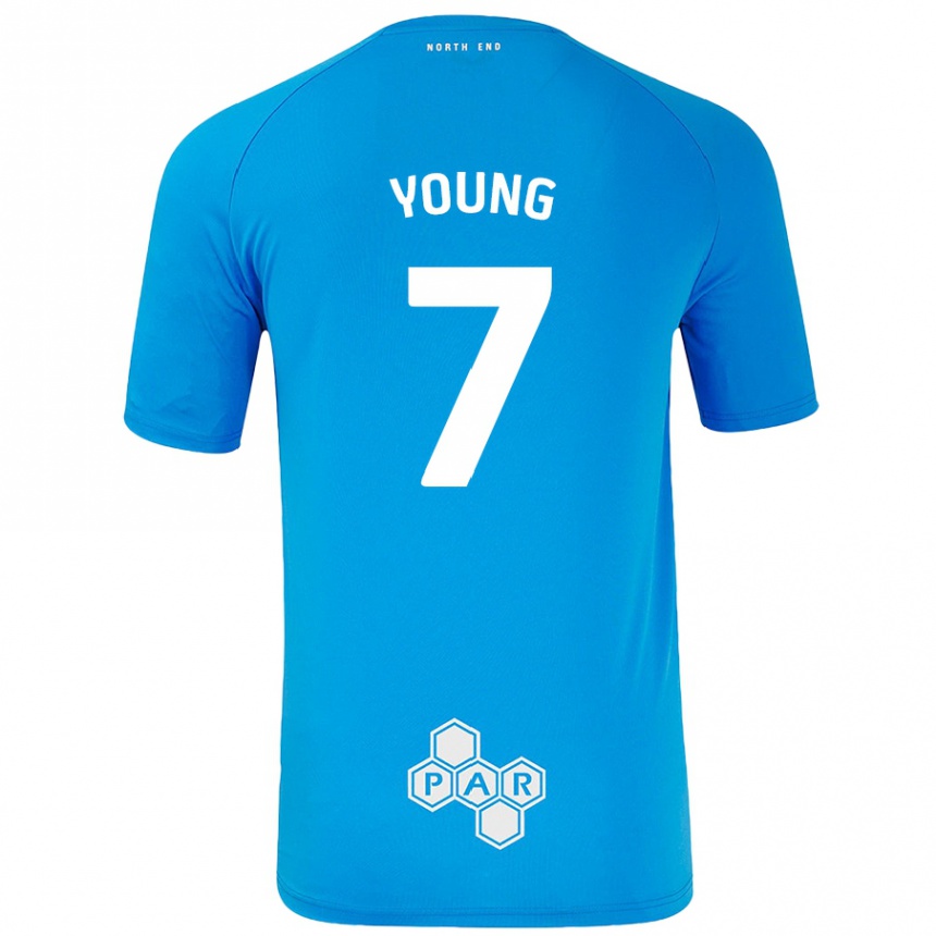 Kids Football Danielle Young #7 Sky Blue Away Jersey 2024/25 T-Shirt