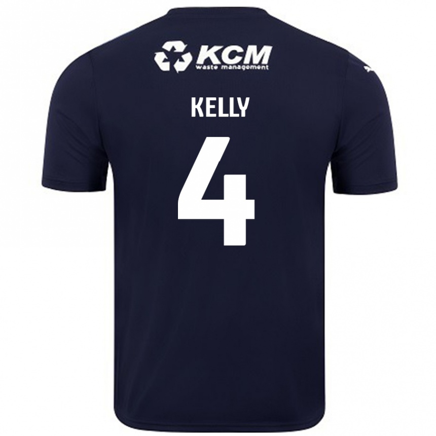 Kids Football Liam Kelly #4 Navy Blue Away Jersey 2024/25 T-Shirt