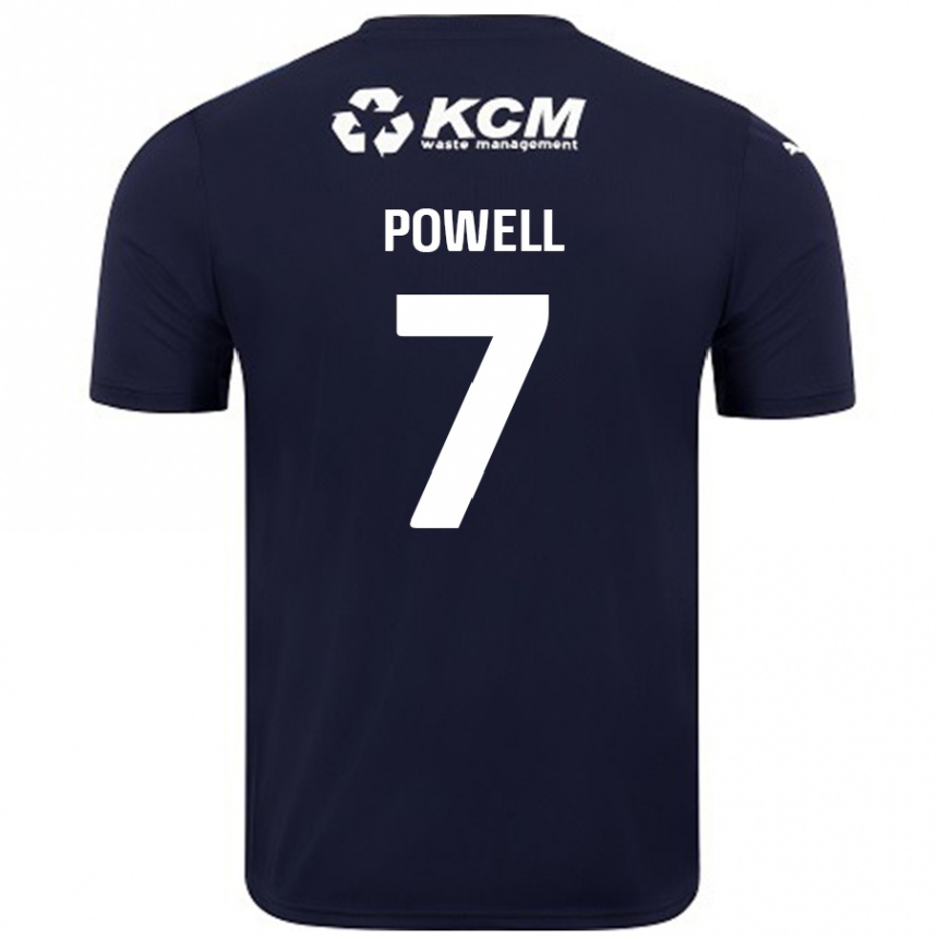 Kids Football Joe Powell #7 Navy Blue Away Jersey 2024/25 T-Shirt