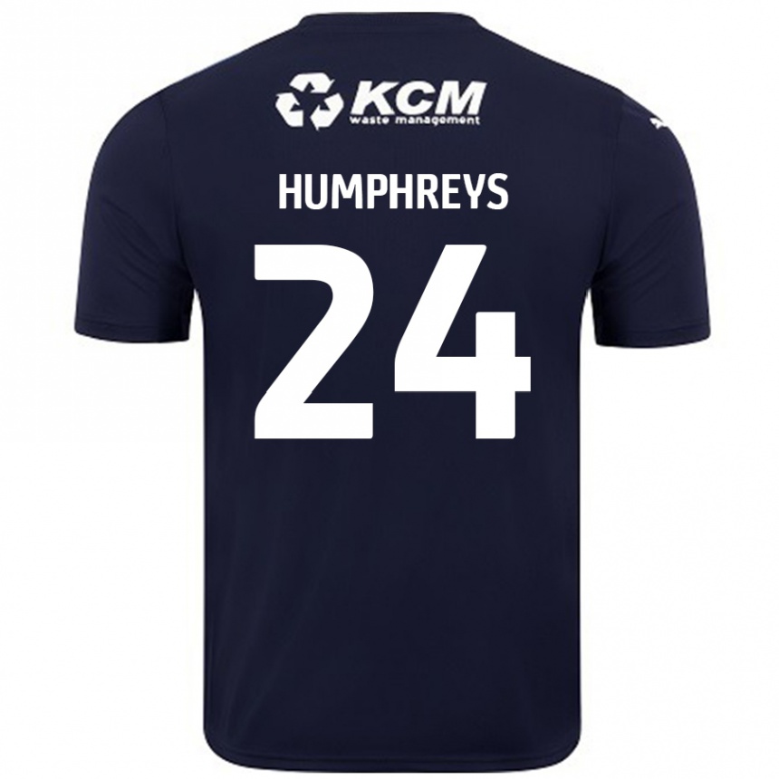 Kids Football Cameron Humphreys #24 Navy Blue Away Jersey 2024/25 T-Shirt