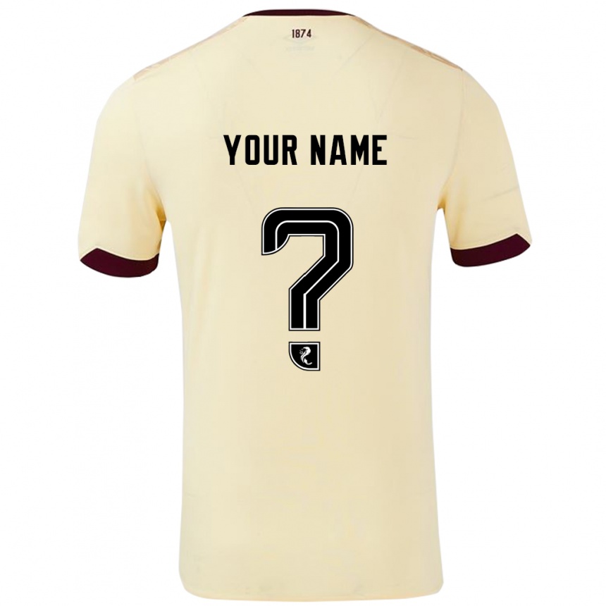 Kids Football Your Name #0 Cream Burgundy Away Jersey 2024/25 T-Shirt