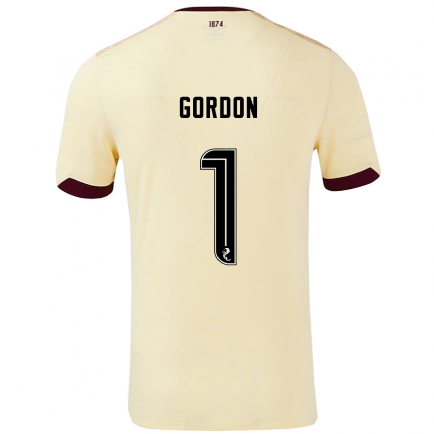 Kids Football Craig Gordon #1 Cream Burgundy Away Jersey 2024/25 T-Shirt