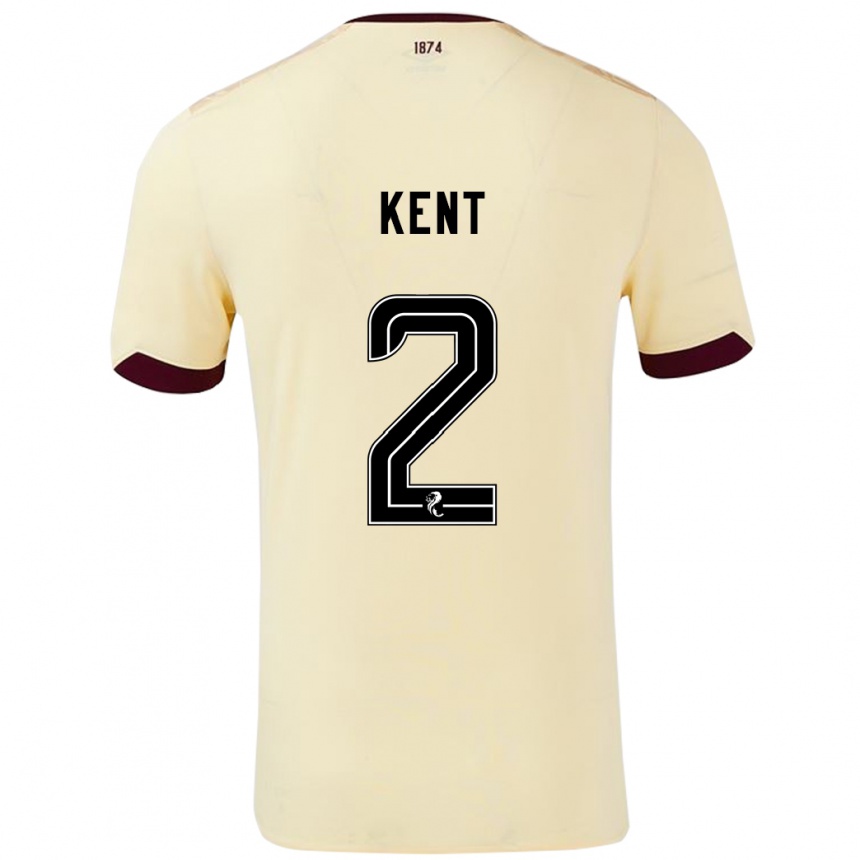 Kids Football Frankie Kent #2 Cream Burgundy Away Jersey 2024/25 T-Shirt