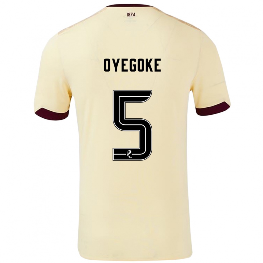 Kids Football Daniel Oyegoke #5 Cream Burgundy Away Jersey 2024/25 T-Shirt