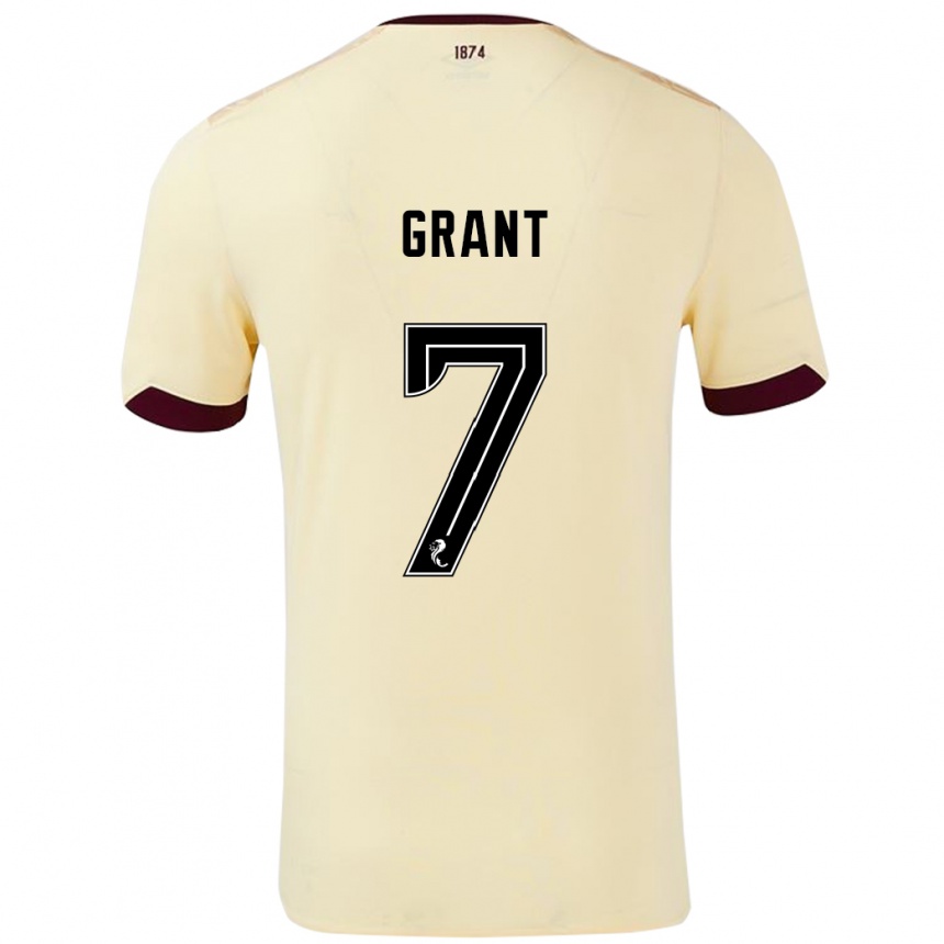 Kids Football Jorge Grant #7 Cream Burgundy Away Jersey 2024/25 T-Shirt