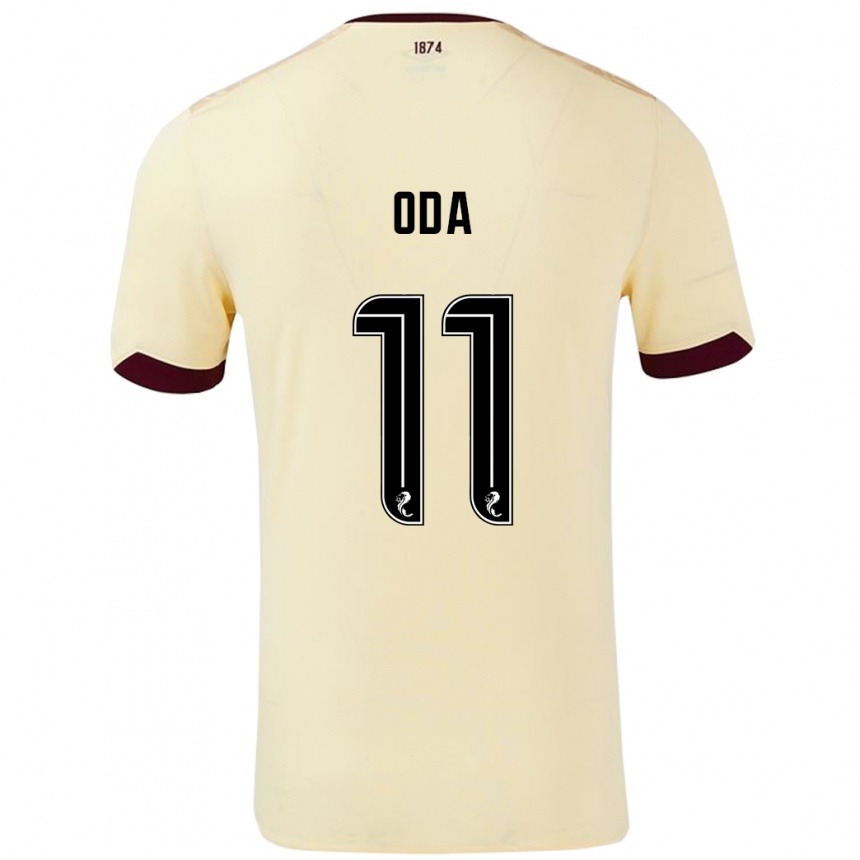 Kids Football Yutaro Oda #11 Cream Burgundy Away Jersey 2024/25 T-Shirt