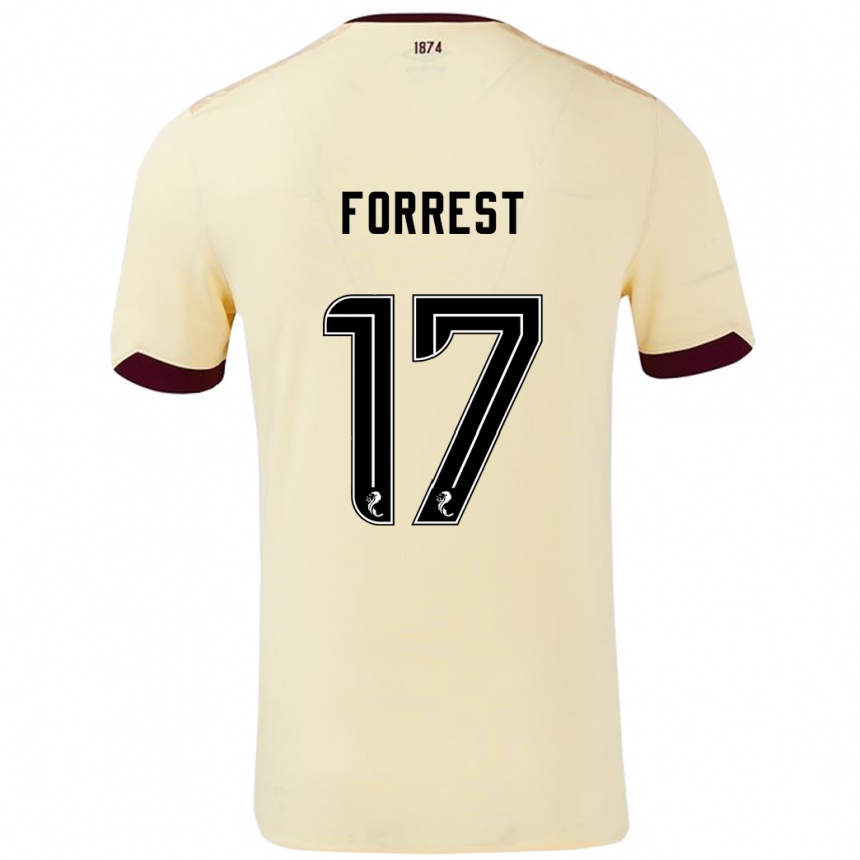 Kids Football Alan Forrest #17 Cream Burgundy Away Jersey 2024/25 T-Shirt