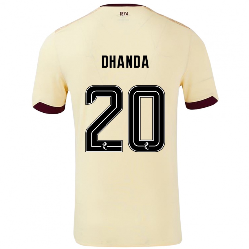 Kids Football Yan Dhanda #20 Cream Burgundy Away Jersey 2024/25 T-Shirt