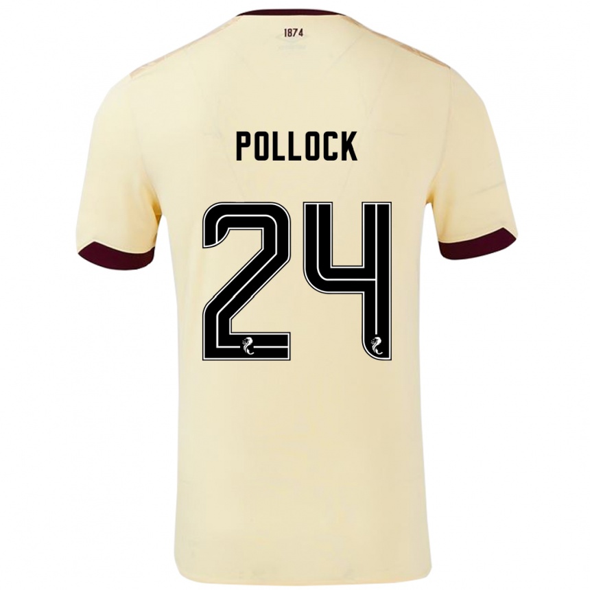 Kids Football Finlay Pollock #24 Cream Burgundy Away Jersey 2024/25 T-Shirt