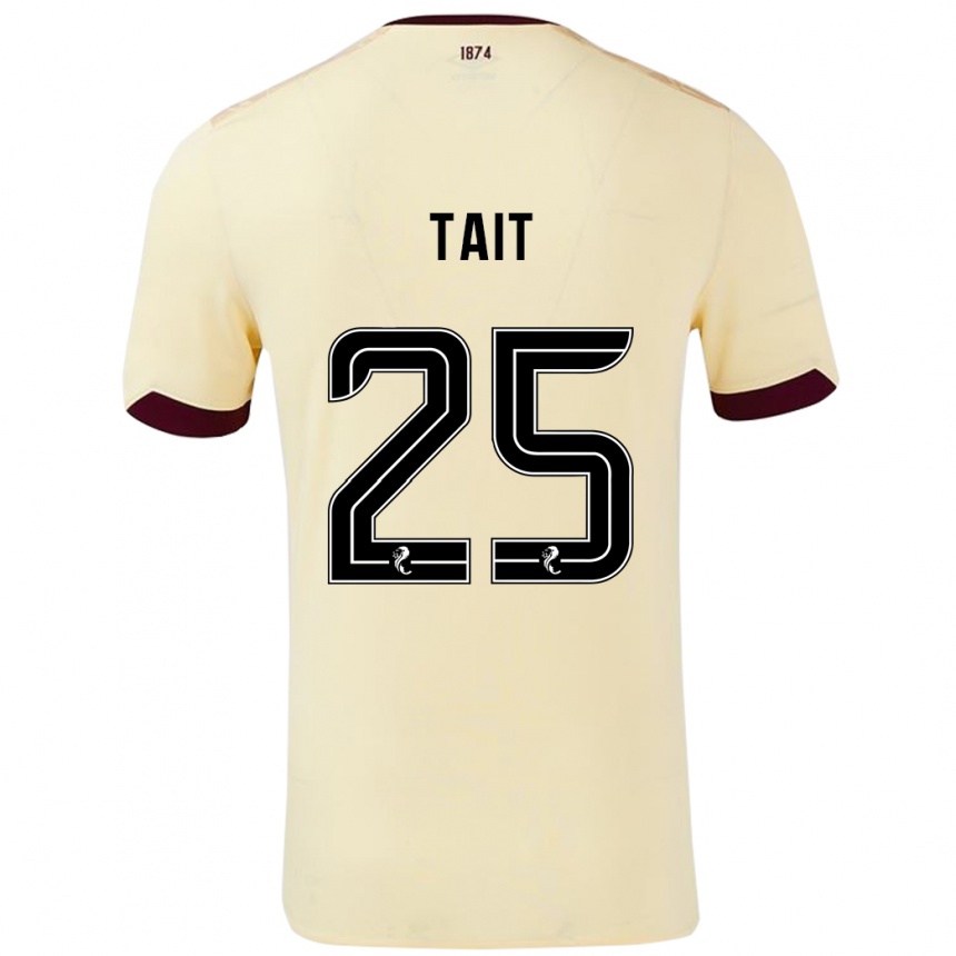 Kids Football Macaulay Tait #25 Cream Burgundy Away Jersey 2024/25 T-Shirt