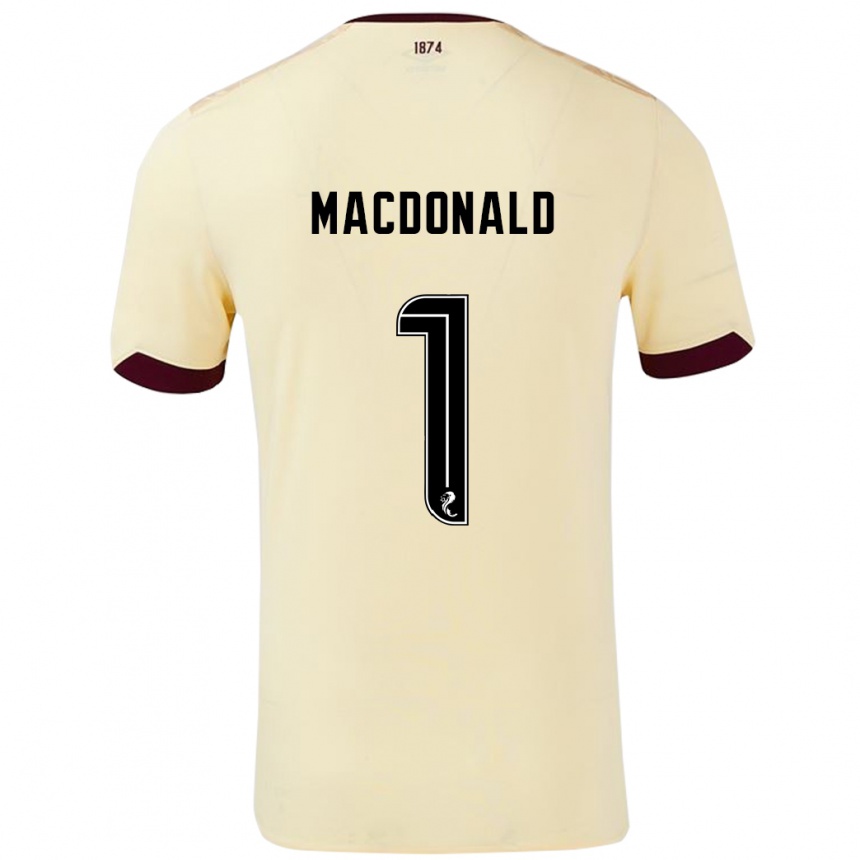 Kids Football Jamie Macdonald #1 Cream Burgundy Away Jersey 2024/25 T-Shirt