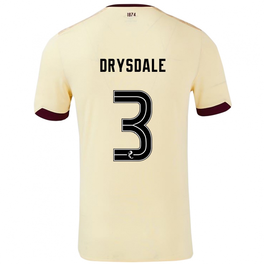 Kids Football Ethan Drysdale #3 Cream Burgundy Away Jersey 2024/25 T-Shirt