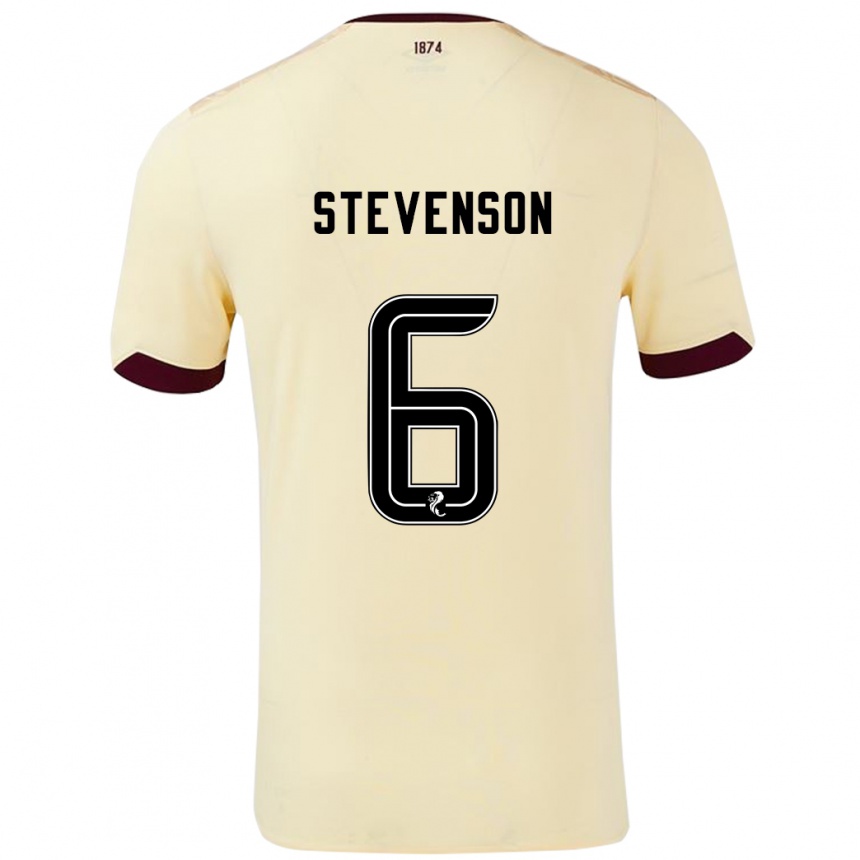 Kids Football Gus Stevenson #6 Cream Burgundy Away Jersey 2024/25 T-Shirt