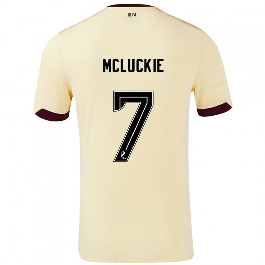 Kids Football Bobby Mcluckie #7 Cream Burgundy Away Jersey 2024/25 T-Shirt