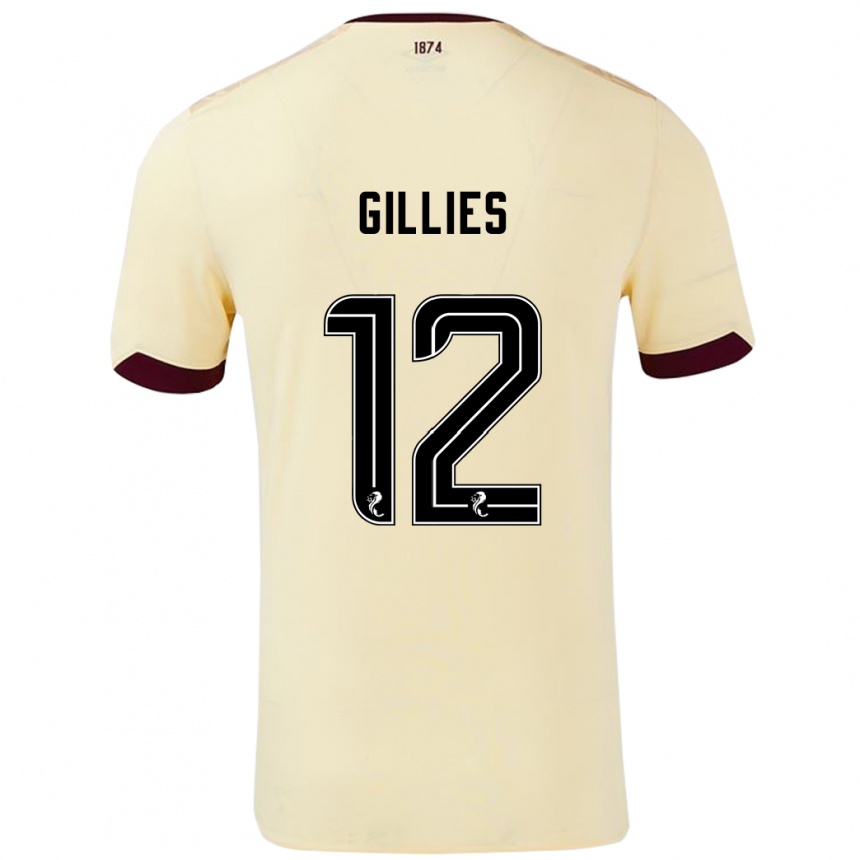 Kids Football Matthew Gillies #12 Cream Burgundy Away Jersey 2024/25 T-Shirt